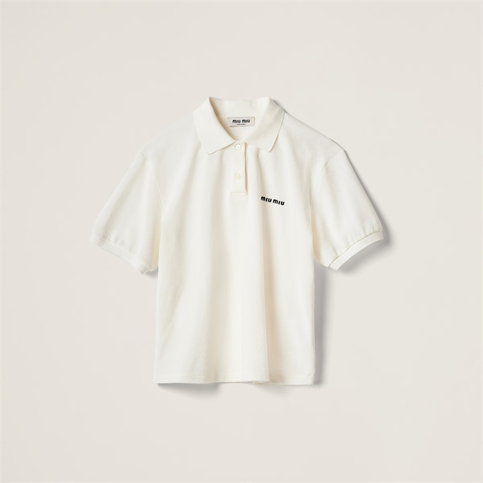 9A+ quality miu miu logo embroidered polo shirt